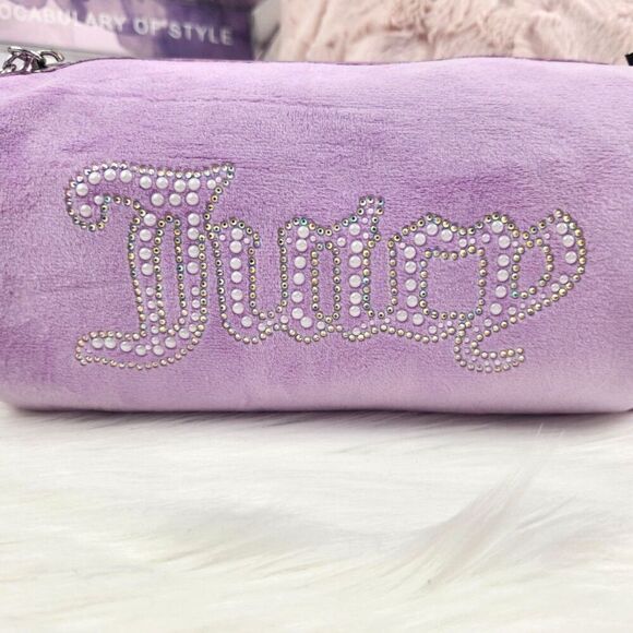 {Juicy Couture} Purple {Pearls} Velour Barrel Bag - Picture 4 of 5